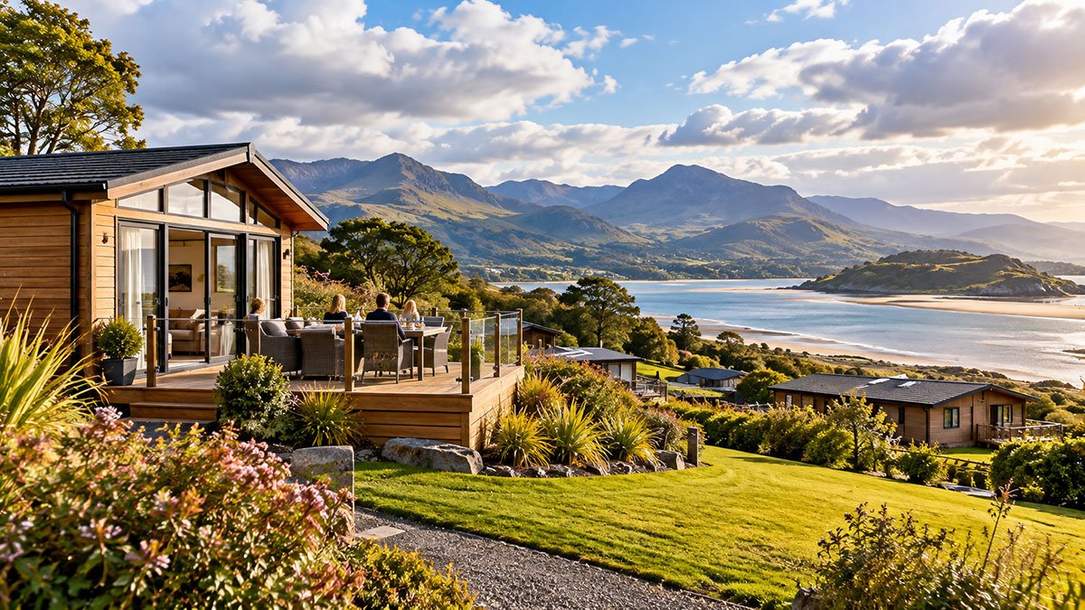 Luxury holiday lodge overlooking the scenic mountains of North Wales