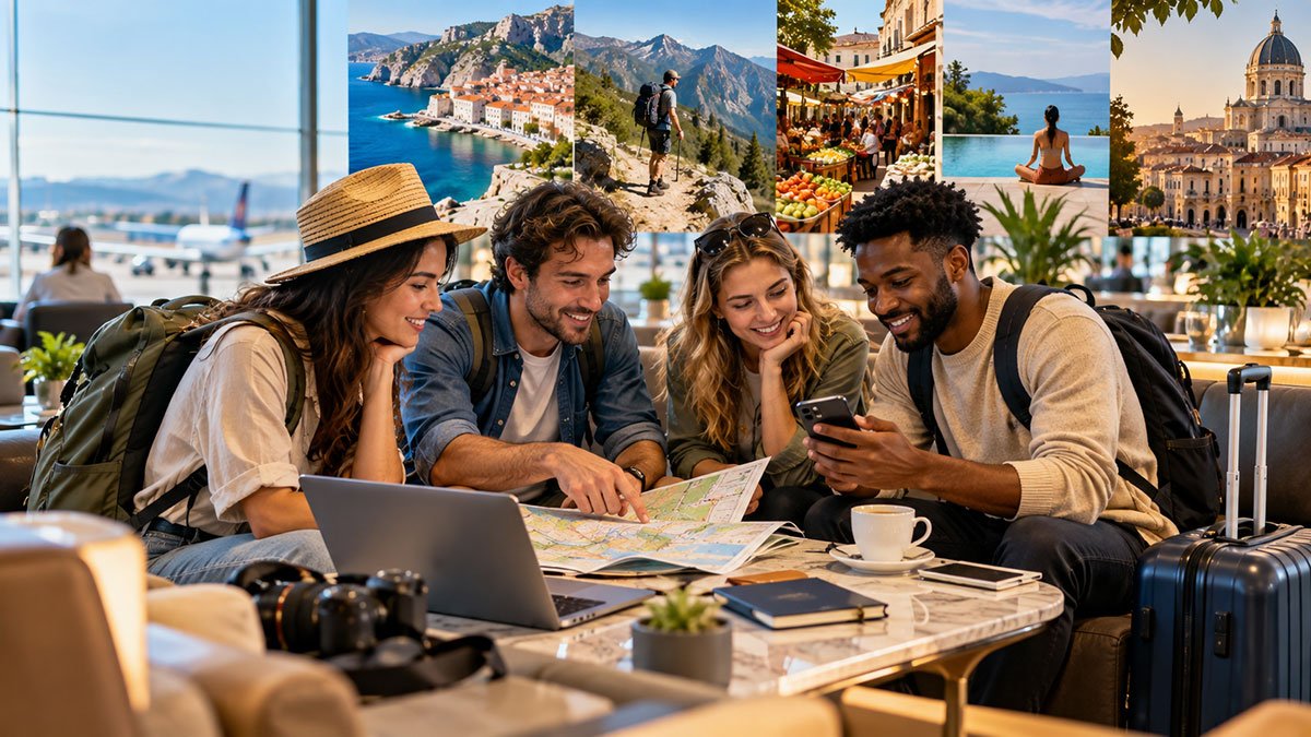 Travelers using technology to plan personalized modern travel experiences
