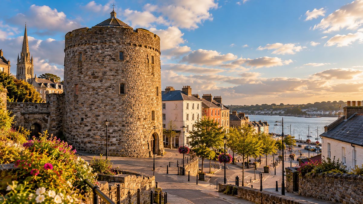 Reginald's Tower overlooking the historic Viking Triangle in Waterford, Ireland.