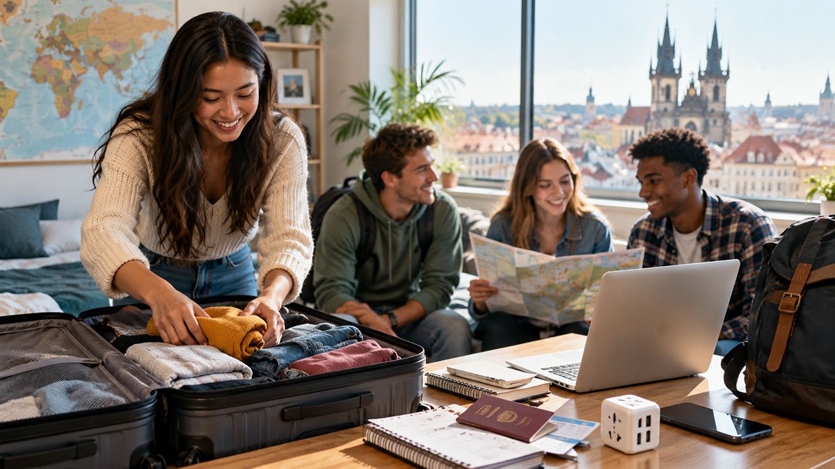 Students planning and packing for a semester abroad