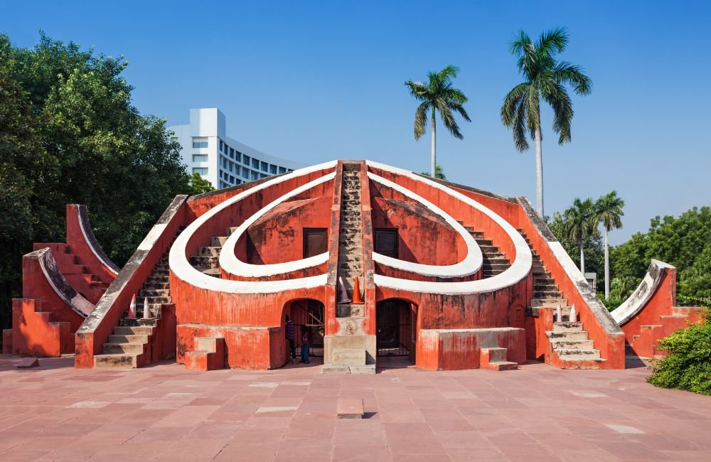 Samrat Yantra sundial and geometric astronomical structures at Jantar Mantar in New Delhi, India
