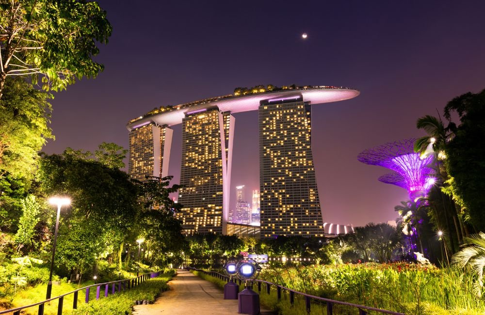 Gardens by the Bay in Singapore, a landmark nature attraction known for its spectacular gardens and iconic Supertrees.